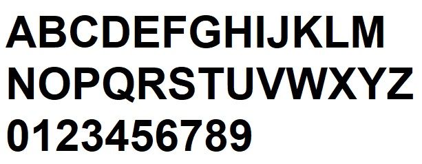 Letra oca em PVC branco ARIAL BOLD