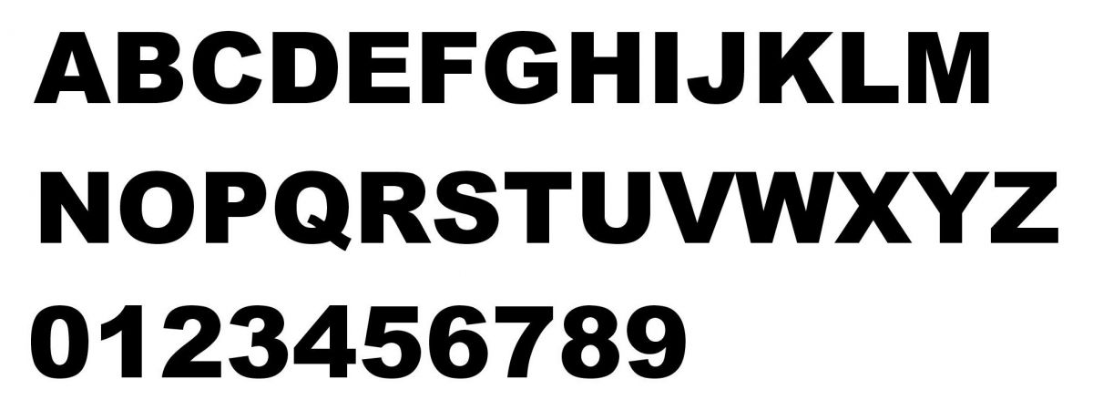 Letra oca em PVC branco ARIAL PRETO