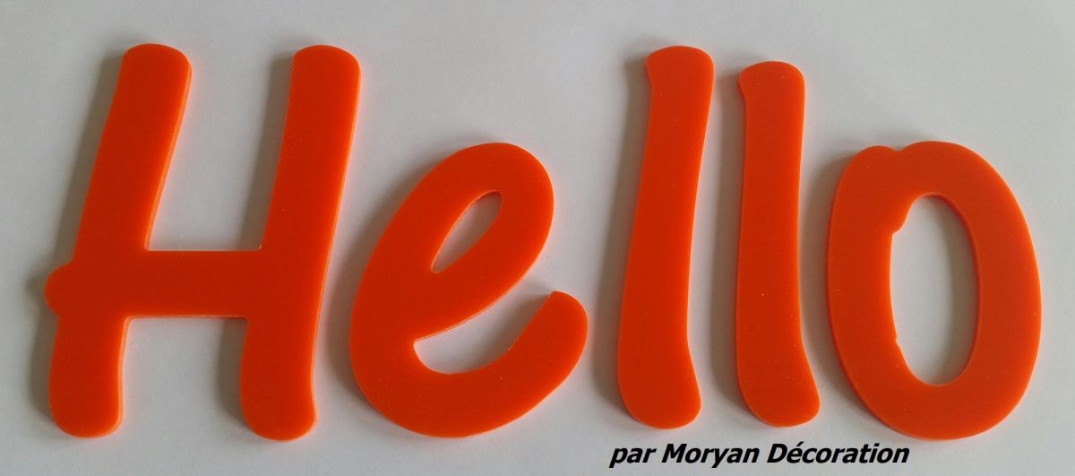 Olá carta deco em plexiglas, altura 20 cm