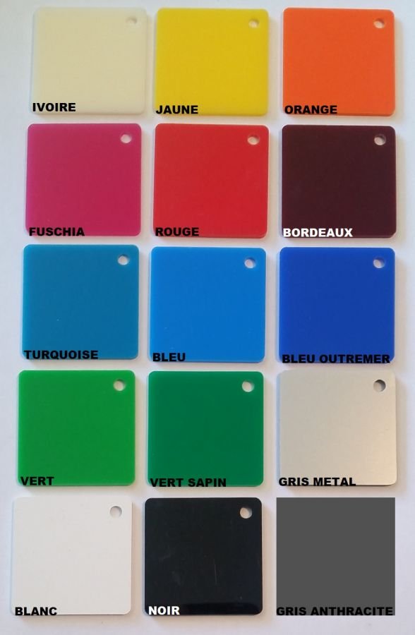 Carta em plexiglass colorido