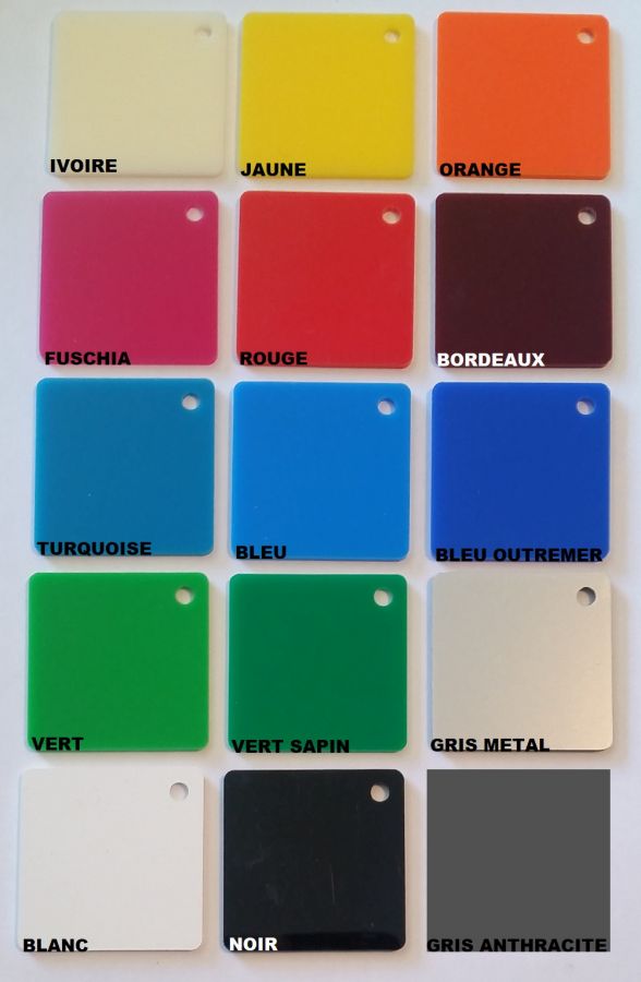 Carta em plexiglass colorido