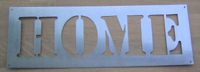Estêncil decorativo, letra metálica HOME