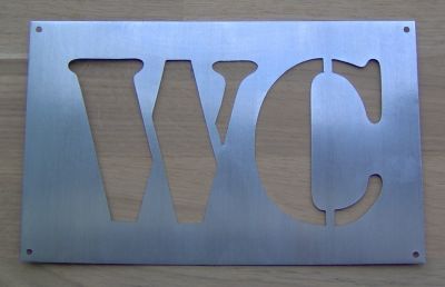 Stencil, letra de metal zinco WC
