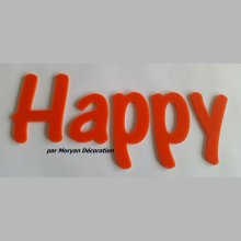 Feliz carta deco em plexiglas, altura 30 cm