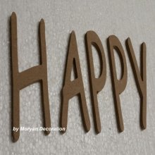 Carta decorativa em madeira HAPPY