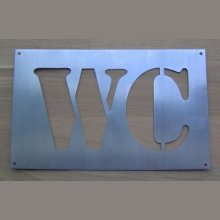 Stencil, letra de metal zinco WC